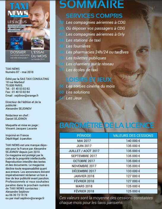 Baromètre du prix de la licence taxis parisiens Page 122 Le forum